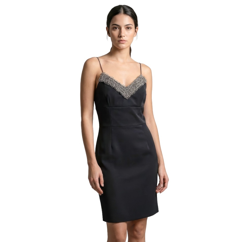 Rare‎ Balenciaga Paris Embellished Slip Dress – Black – Size 38 (EU)